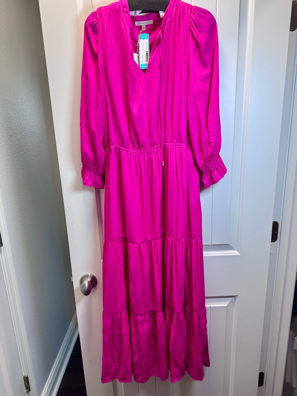 Skies Are Blue Hot Magenta Tiered Maxi Dress